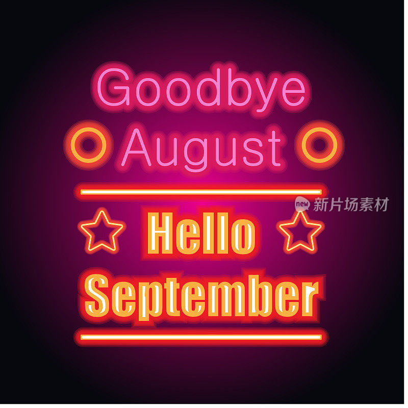 goodbye august hello september spring text sign with frame, vector illustration